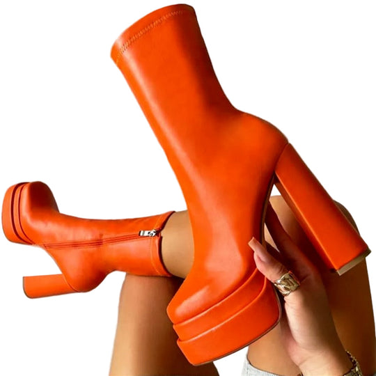 Damen Ankle Boots Plattform Kunstleder für jeden Anlass EB