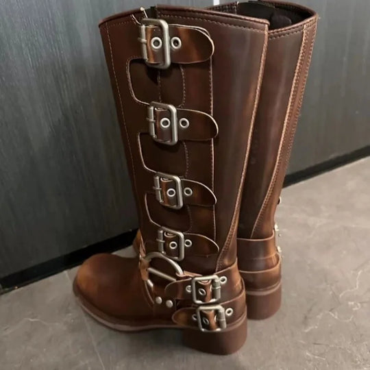 EB | Ritterstiefel Retro Western Hohe Rohr Freizeitstiefel