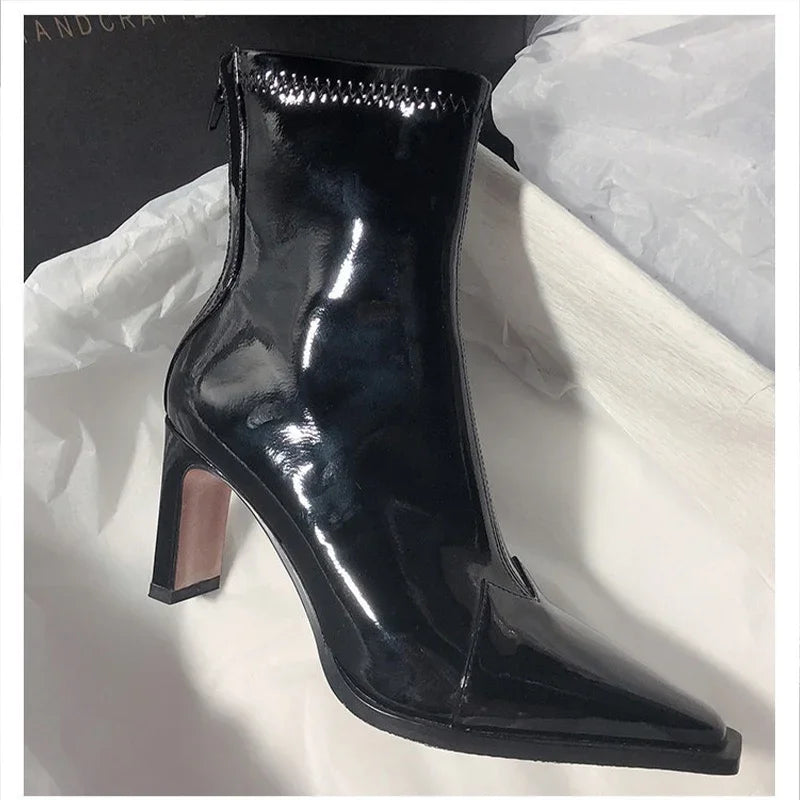 Damenstiefel Spitz Zehen Elegant Synthetikleder für formelle und lässige Anlässe EB