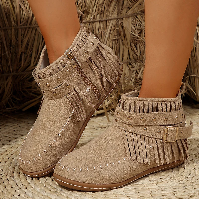 EB | Retro Kunstwildleder Schnalle Cowboy Stiefeletten
