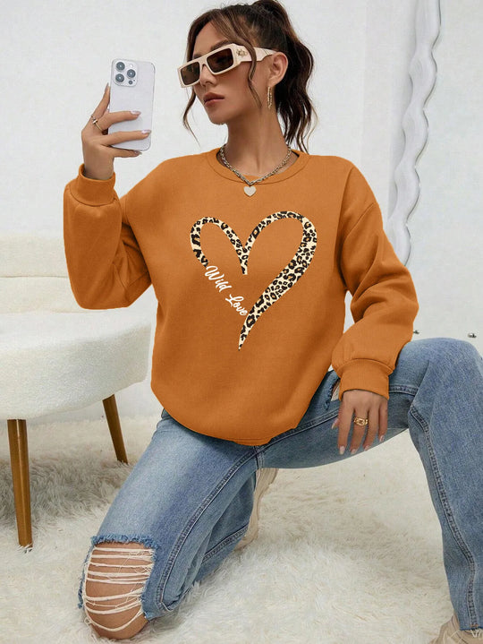 EB | Sweatshirt mit Leopard-herzprint Polyester Trendy und Komfortabel