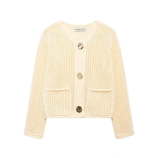 EB | Mesh Strick Strickjacke mit Fronttaschen