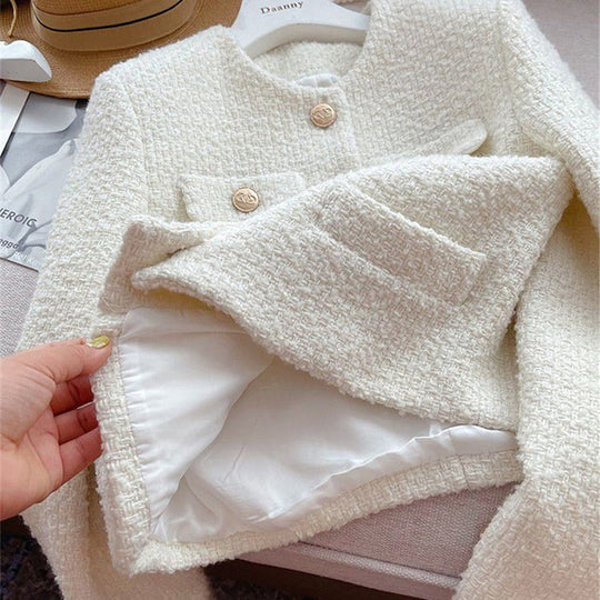 EB | Damen Tweedjacke mit Rundhalsausschnitt