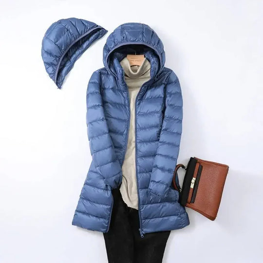 EB | Damen Tragbarer Puffer-Mantel mit Abnehmbarer Kapuze