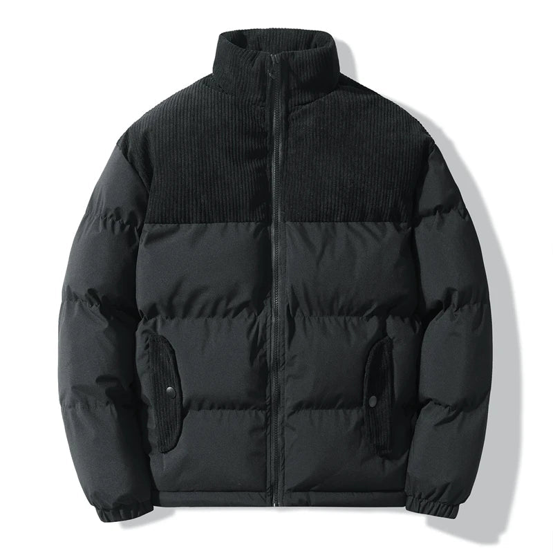 EB | Unisex gesteppte Jacke mit Details aus kordeligem Samt Aiden
