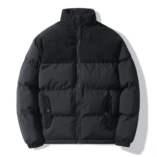 EB | Unisex gesteppte Jacke mit Details aus kordeligem Samt Aiden