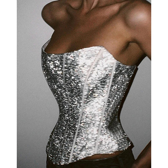 EB | Korsett Strapless Glitzer Top