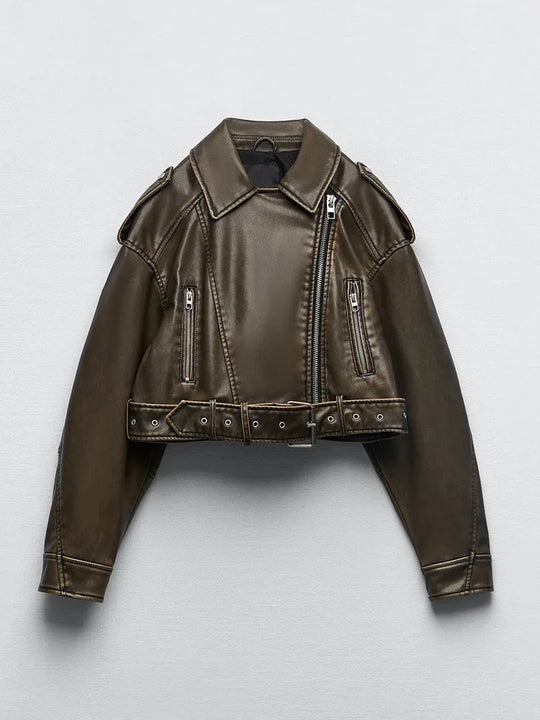 EB | Kurze Jacke aus PU-Leder für Frauen