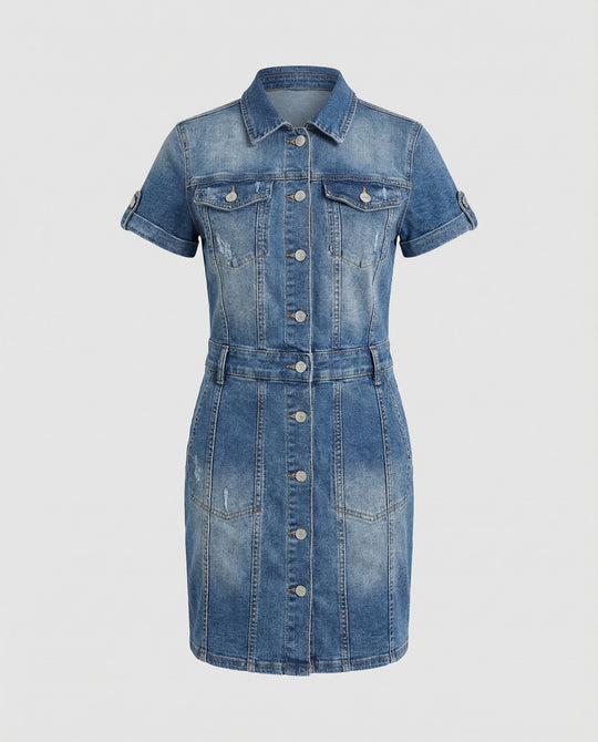 EB | Ulrike Einreihiges Denim-Kleid