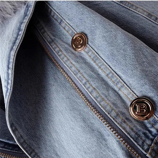 EB | Jeansjacke mit Kunstfellkragen