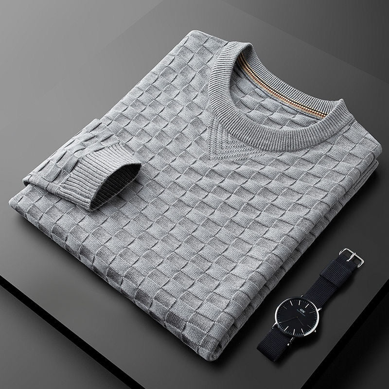 EB | Stylischer Herbst Waffelstrick Pullover mit Rundhalsausschnitt für Männer