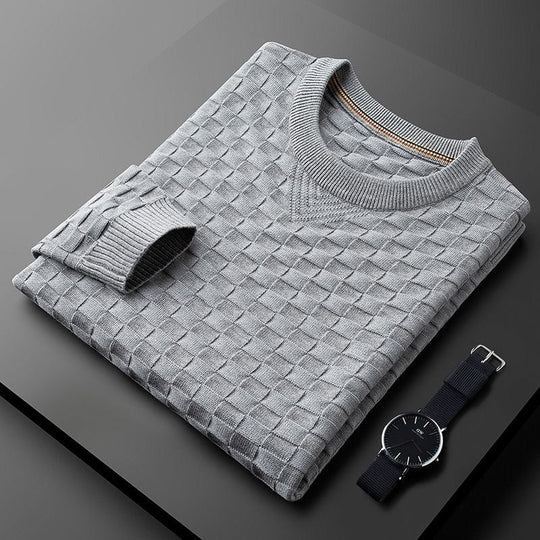 EB | Stylischer Herbst Waffelstrick Pullover mit Rundhalsausschnitt für Männer