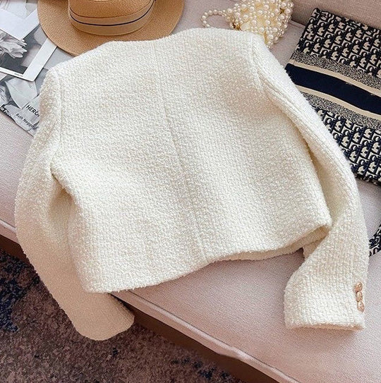EB | Damen Tweedjacke mit Rundhalsausschnitt