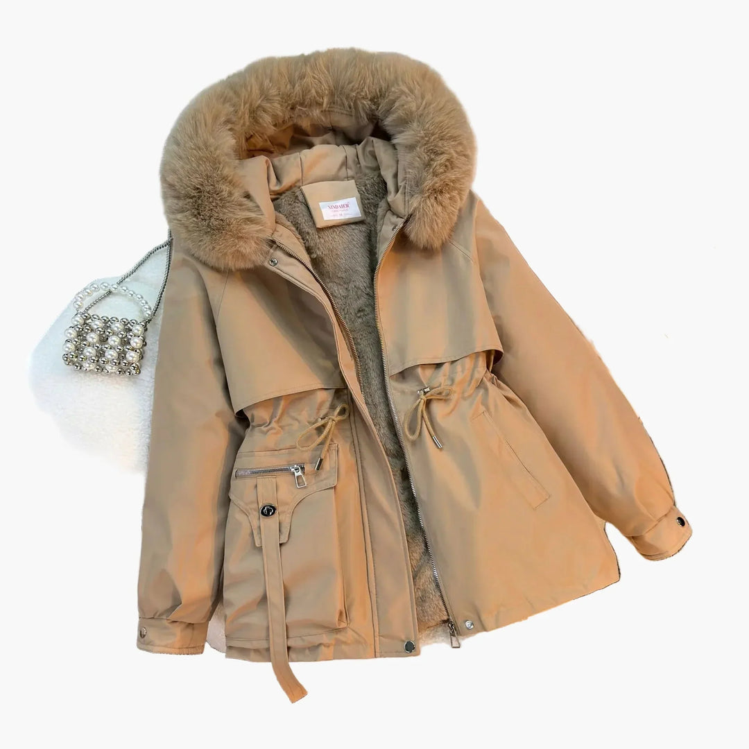 EB | Winterjacke mit Kapuze und Kunstpelzkragen - Modischer Parka für Kalte Tage