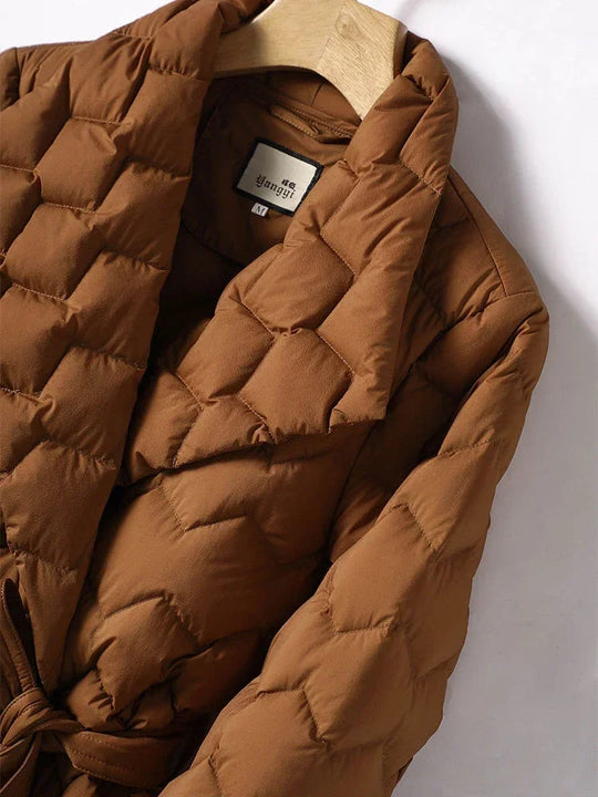 EB | Damen Gesteppte Jacke Mit Karomuster Und Gürtel