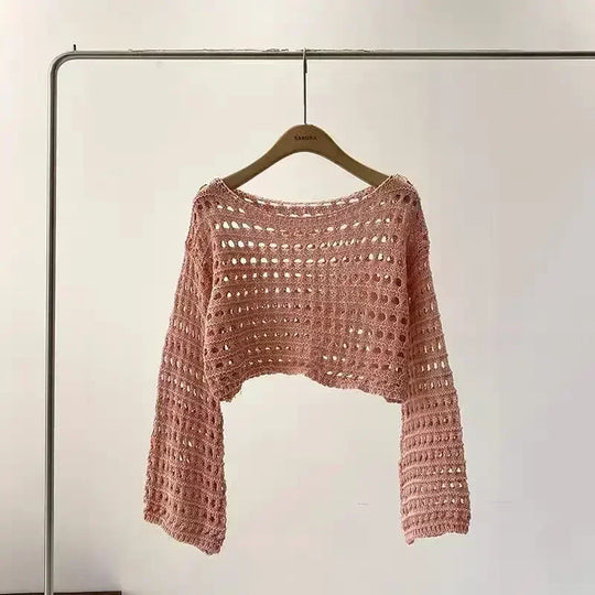 EB | Langes Gehäkeltes Strickoberteil für Frauen