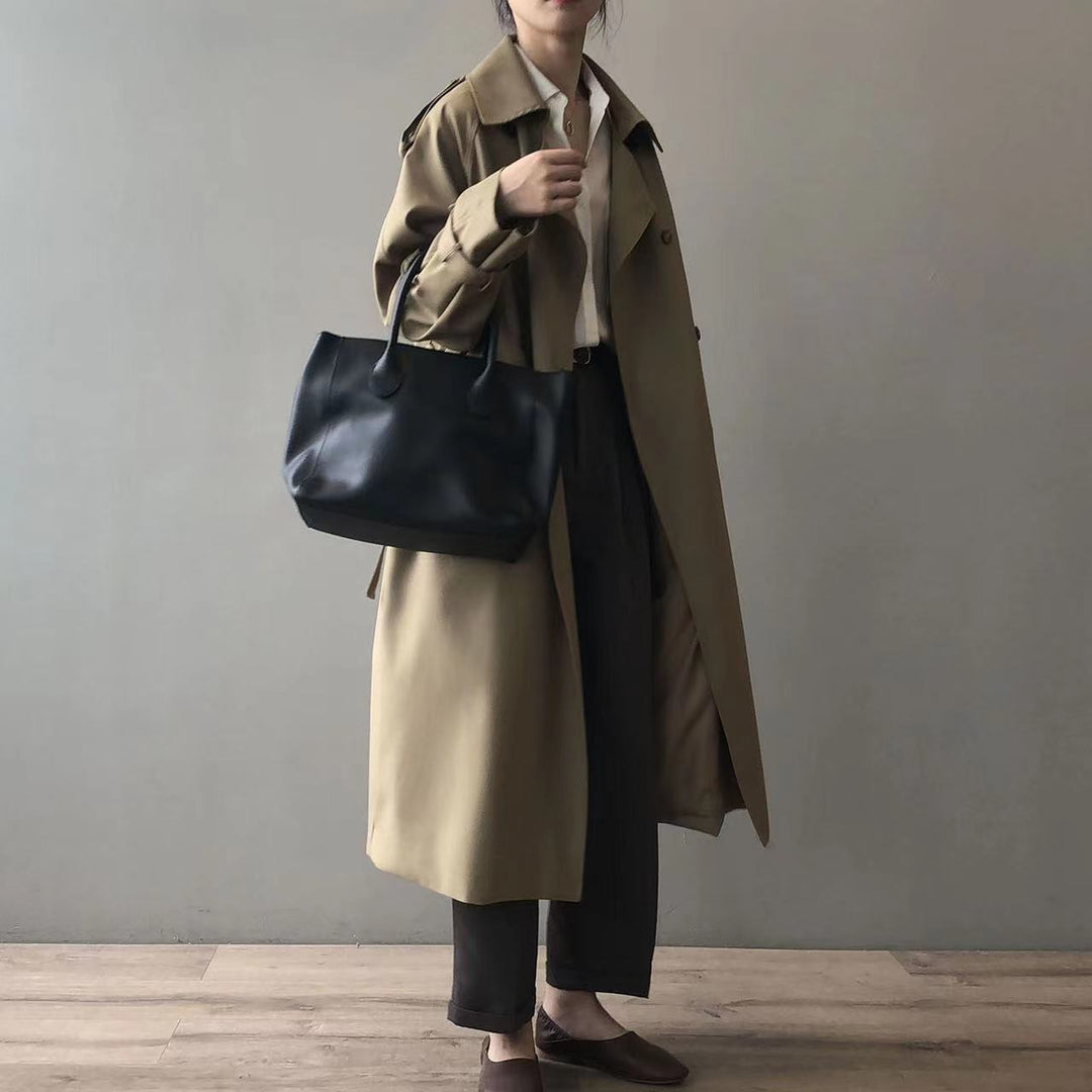EB | Klassischer Trenchcoat Damen Oversized Windbreaker, Doppelreihig
