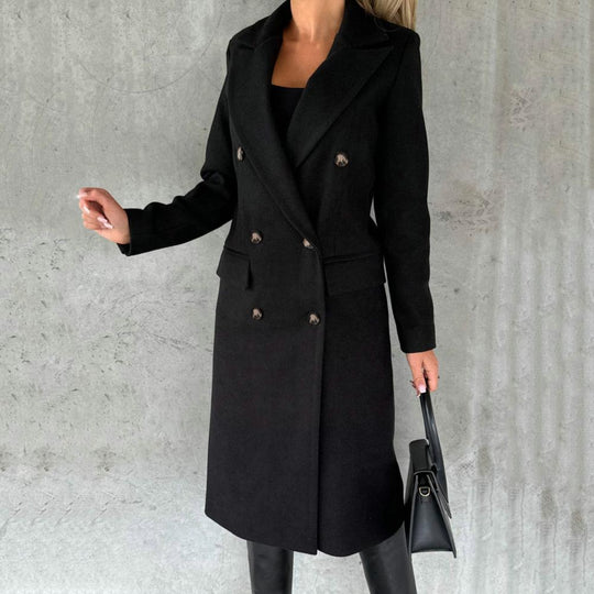 EB | Klassische Lange Jacke Wollmischung Elegant und Zeitlos