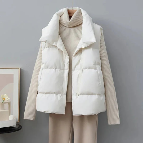 EB | Kurze Pufferweste mit Hohem Kragen Polyester Minimalistisch, Komfortabel