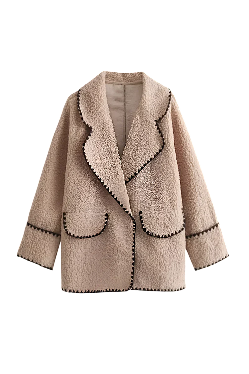 EB | Croppte Plüschjacke Imitiertes Fell Komfortabel und Trendy