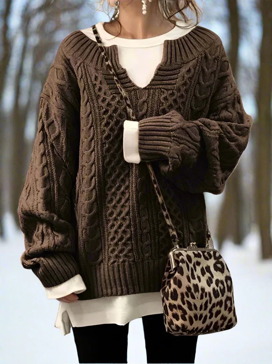 EB | Wolle Kabelstrickpullover Übergröße Strickpullover
