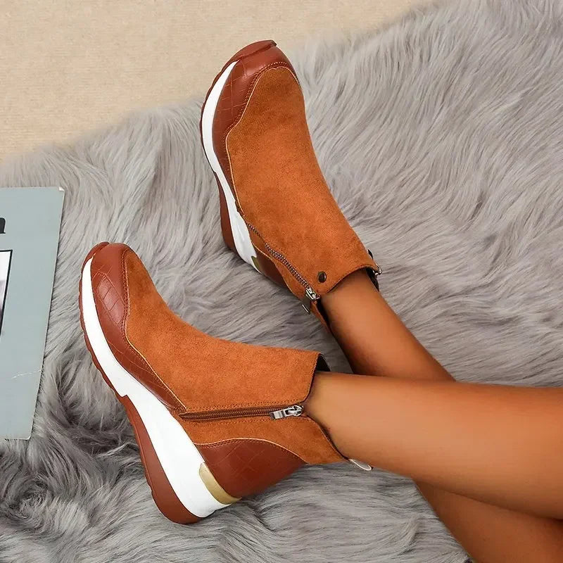 EB | Winter Wedge Schneestiefel mit Dicker Sohle Aus Baumwolle