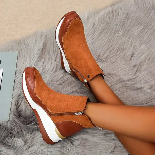 EB | Winter Wedge Schneestiefel mit Dicker Sohle Aus Baumwolle