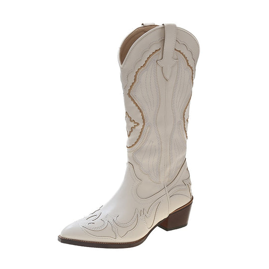 EB | Weiße Damenstiefel Kniehoch