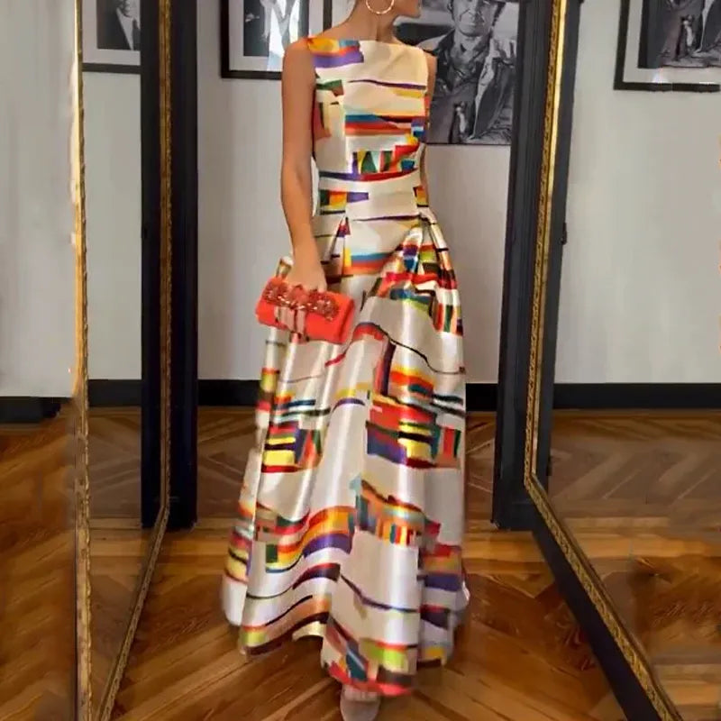EB | Damen Modern Print Kleid Lang