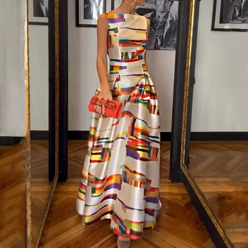 EB | Damen Modern Print Kleid Lang