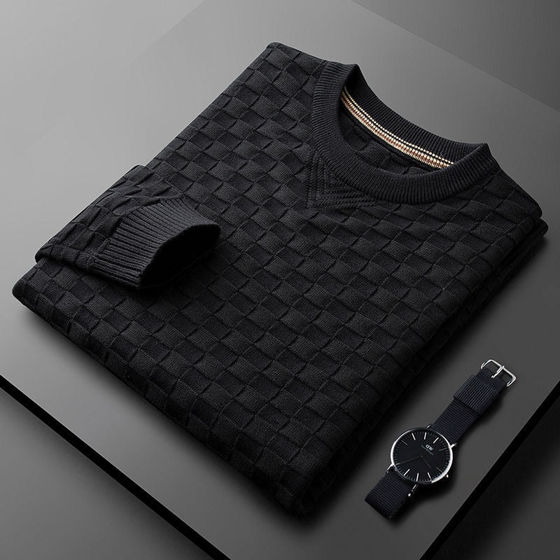 EB | Stylischer Herbst Waffelstrick Pullover mit Rundhalsausschnitt für Männer
