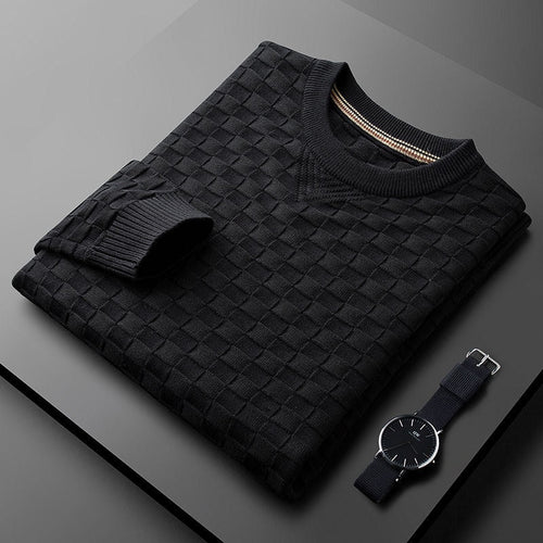 EB | Stylischer Herbst Waffelstrick Pullover mit Rundhalsausschnitt für Männer