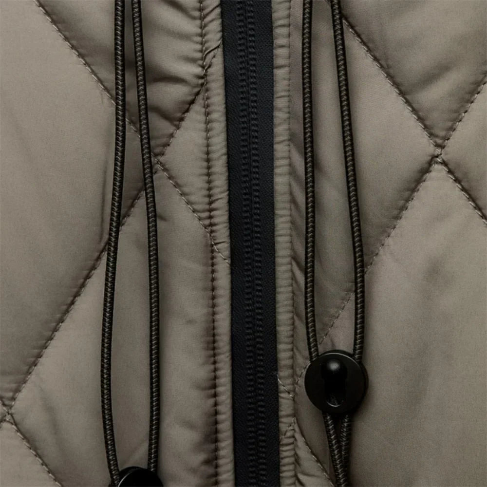 EB | Lange Steppjacke mit Verstellbarer Kapuze für Frauen Ideal für Den Winter