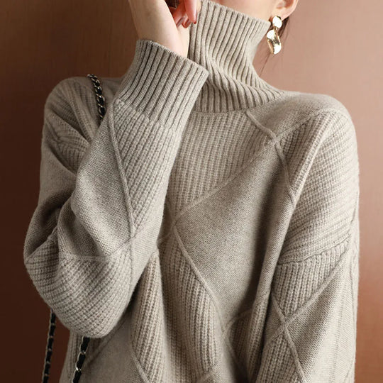 EB | Strickpullover mit Hohem Hals Wollmischung Elegant und Warm