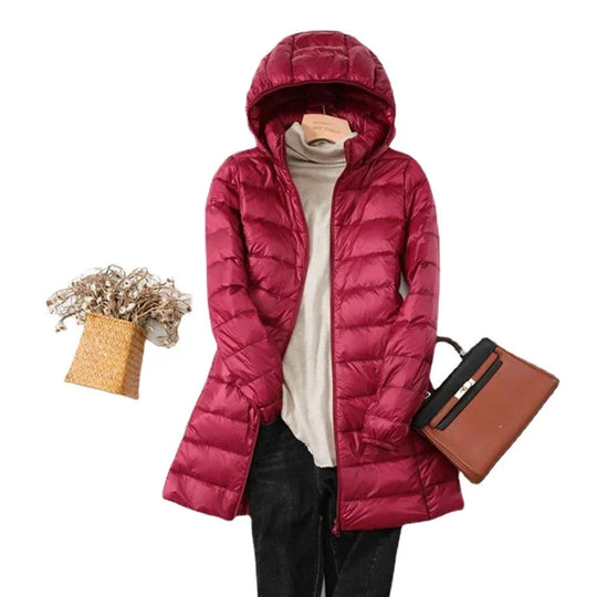 EB | Damen Tragbarer Puffer-Mantel mit Abnehmbarer Kapuze
