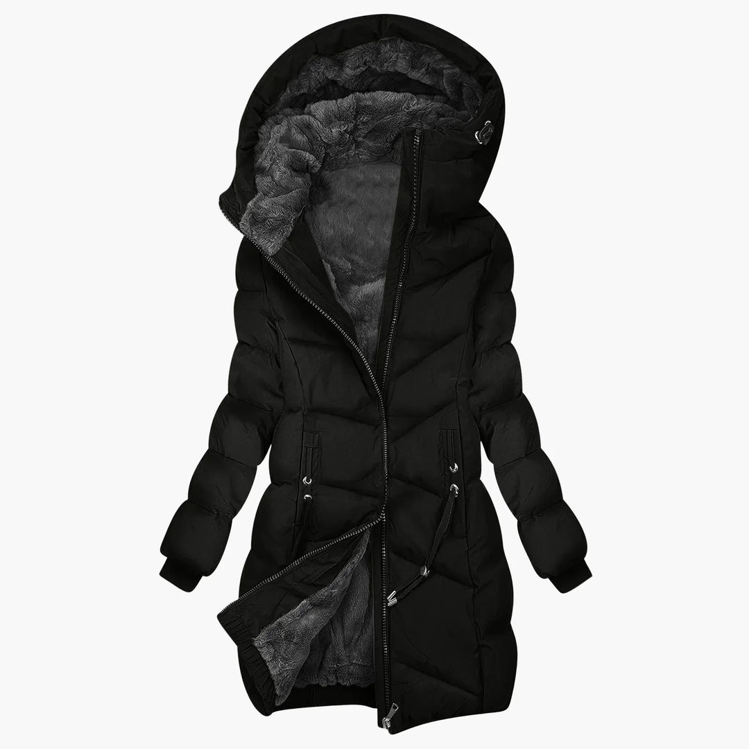 EB | Wintermantel Lang Steppjacke mit Kapuze - Winddichter, Warmer Outdoor Parka