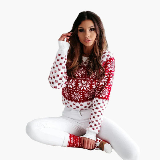 EB | Winter Pullover Skandinavisches Muster - Modischer Weihnachts- und Freizeit-Strickpullover