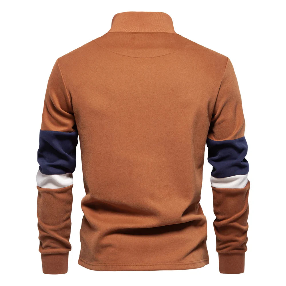 EB | Langarmiger Pullover mit Reißverschluss Baumwollmischung Trendy und Komfortabel