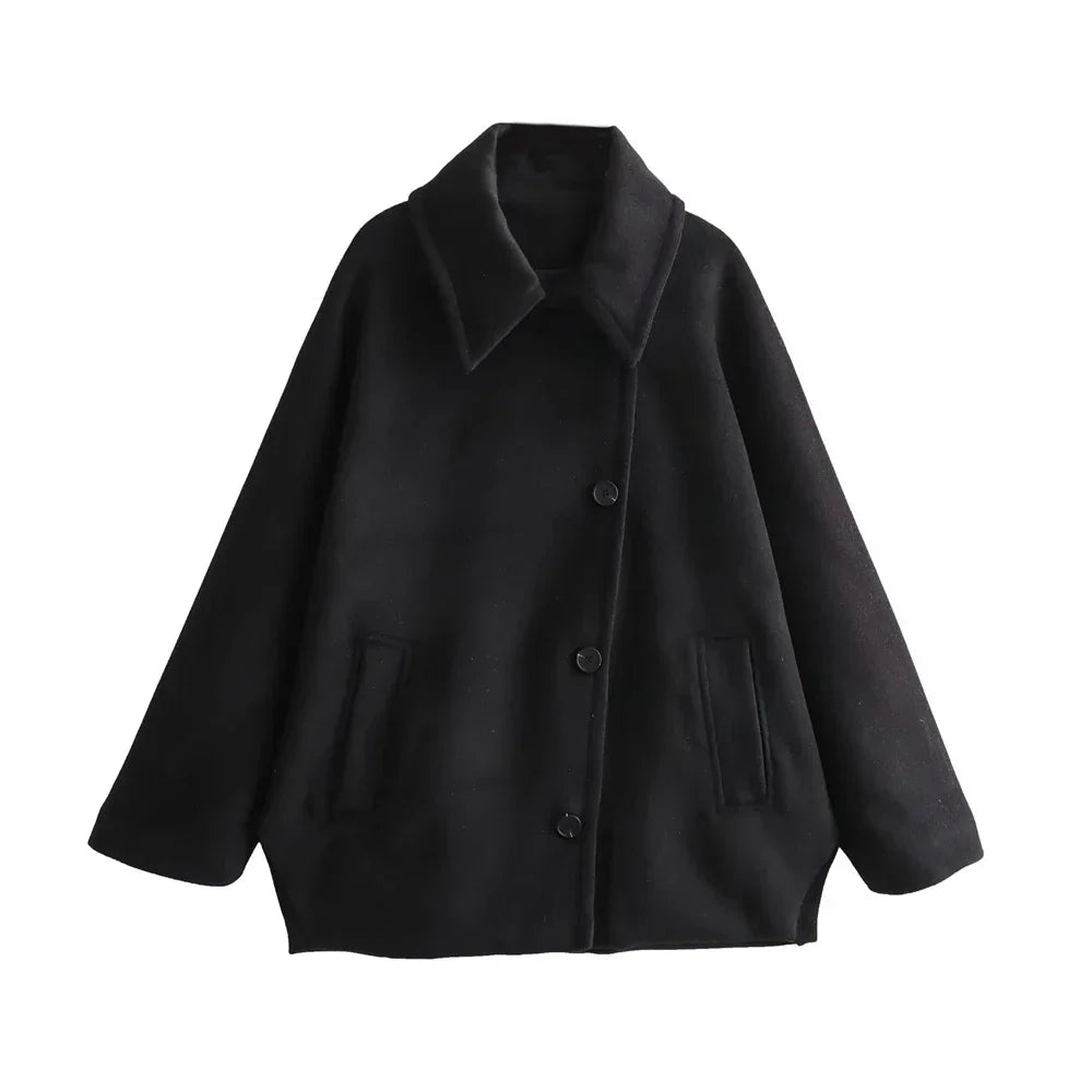 EB | Elegantes Damen-Cape mit Knöpfen und Wollmischung
