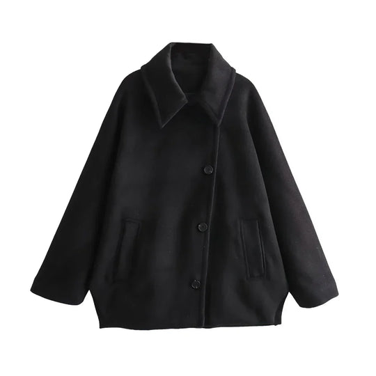 EB | Elegantes Damen-Cape mit Knöpfen und Wollmischung