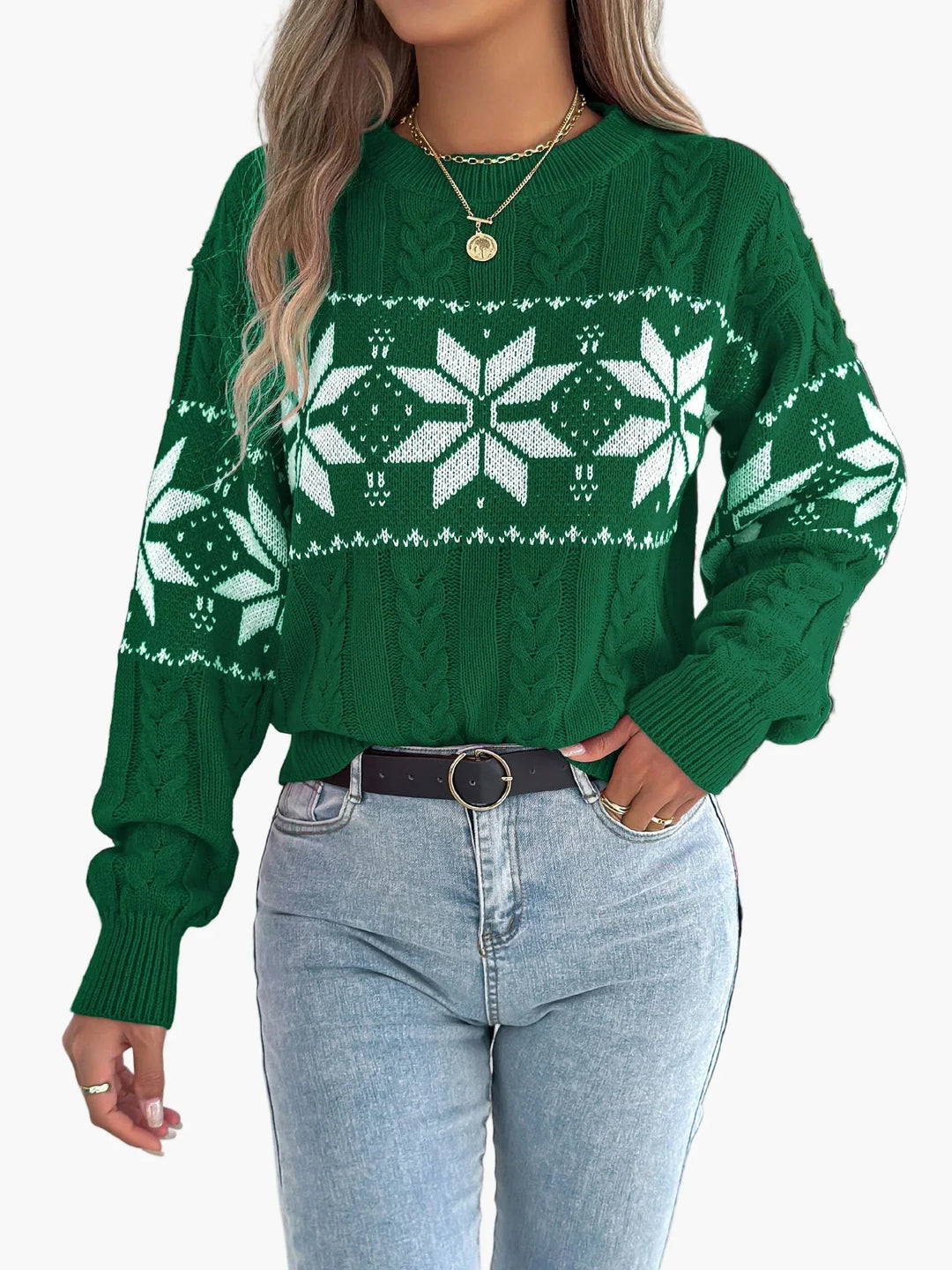 EB | Winterpullover mit Norwegermuster - Gemütlicher Strickpullover für Weihnachten & Alltag