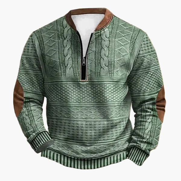 EB | Strickpullover mit Zopfmuster und Viertelreißverschluss - Modischer Freizeitpullover für Herbst und Winter