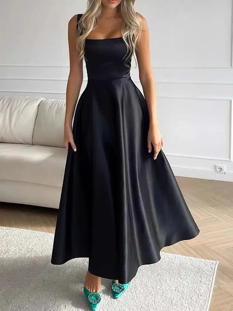EB | Modernes Ärmelloses Maxikleid mit Hoher Taille für Frauen