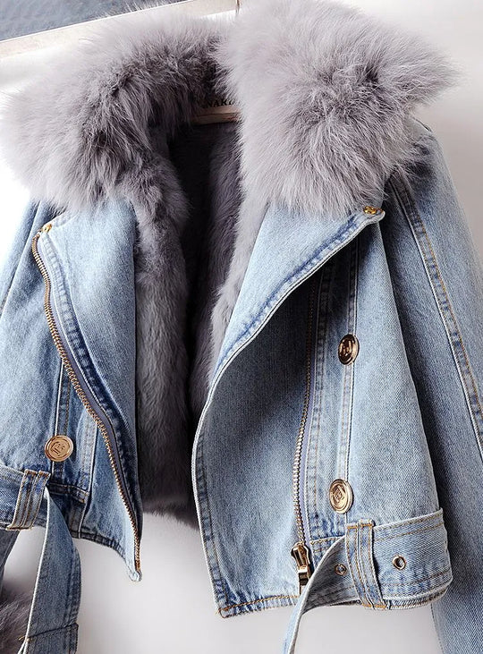 EB | Denim und Kunstfell Eleganz Jacke