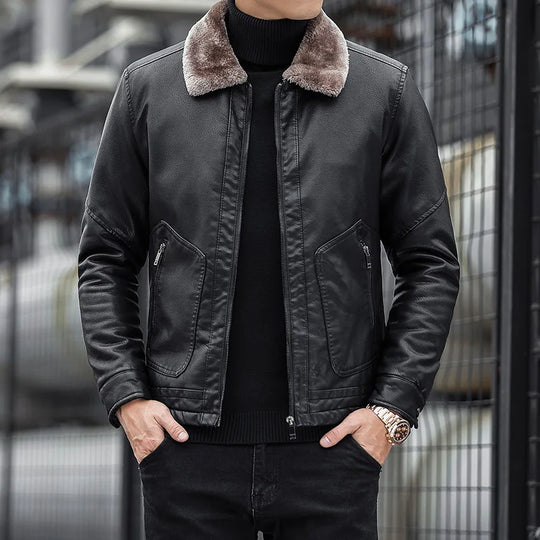 EB | Lederjacke mit Kragen - Leon