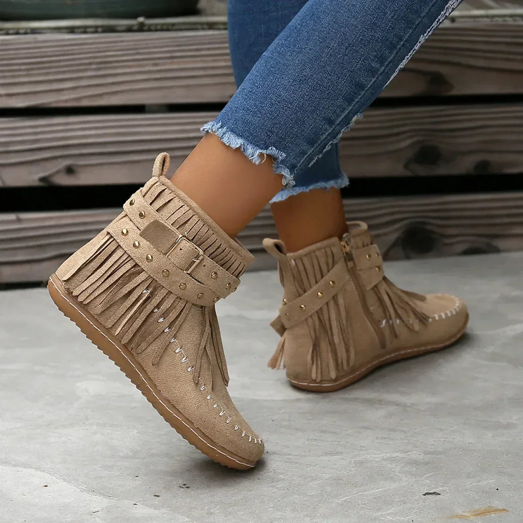 Ankle Boots Mit Fransen Und Nieten EB