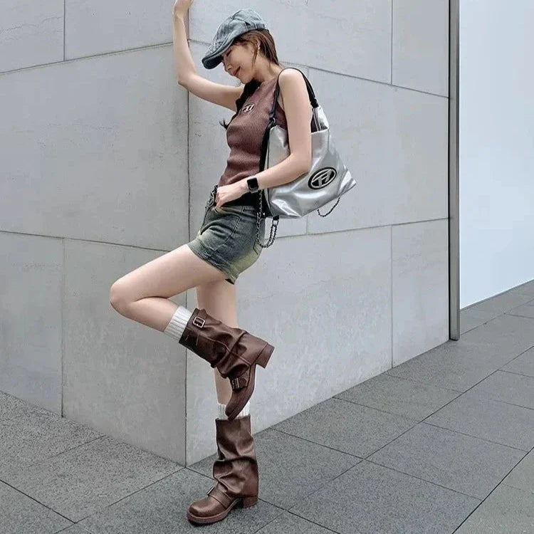 EB | Falten Mid-Calf Stiefel