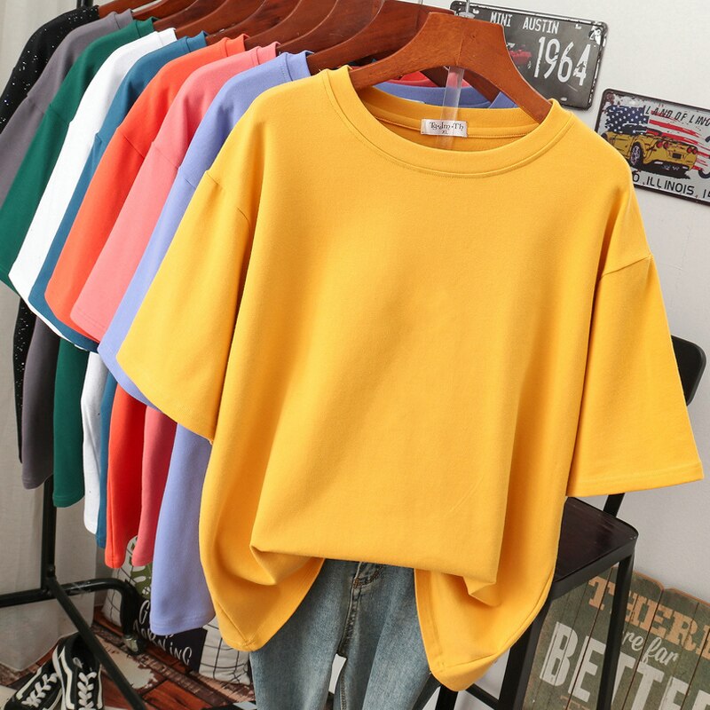 EB | Oversized Baumwoll-Basic-T-Shirt für Damen