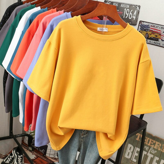 EB | Oversized Baumwoll-Basic-T-Shirt für Damen