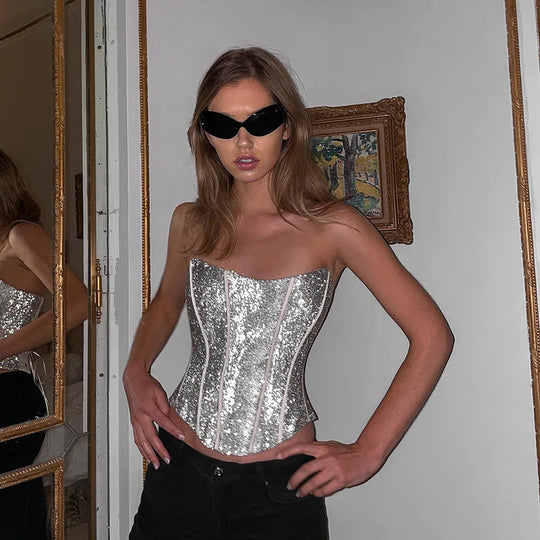 EB | Korsett Strapless Glitzer Top